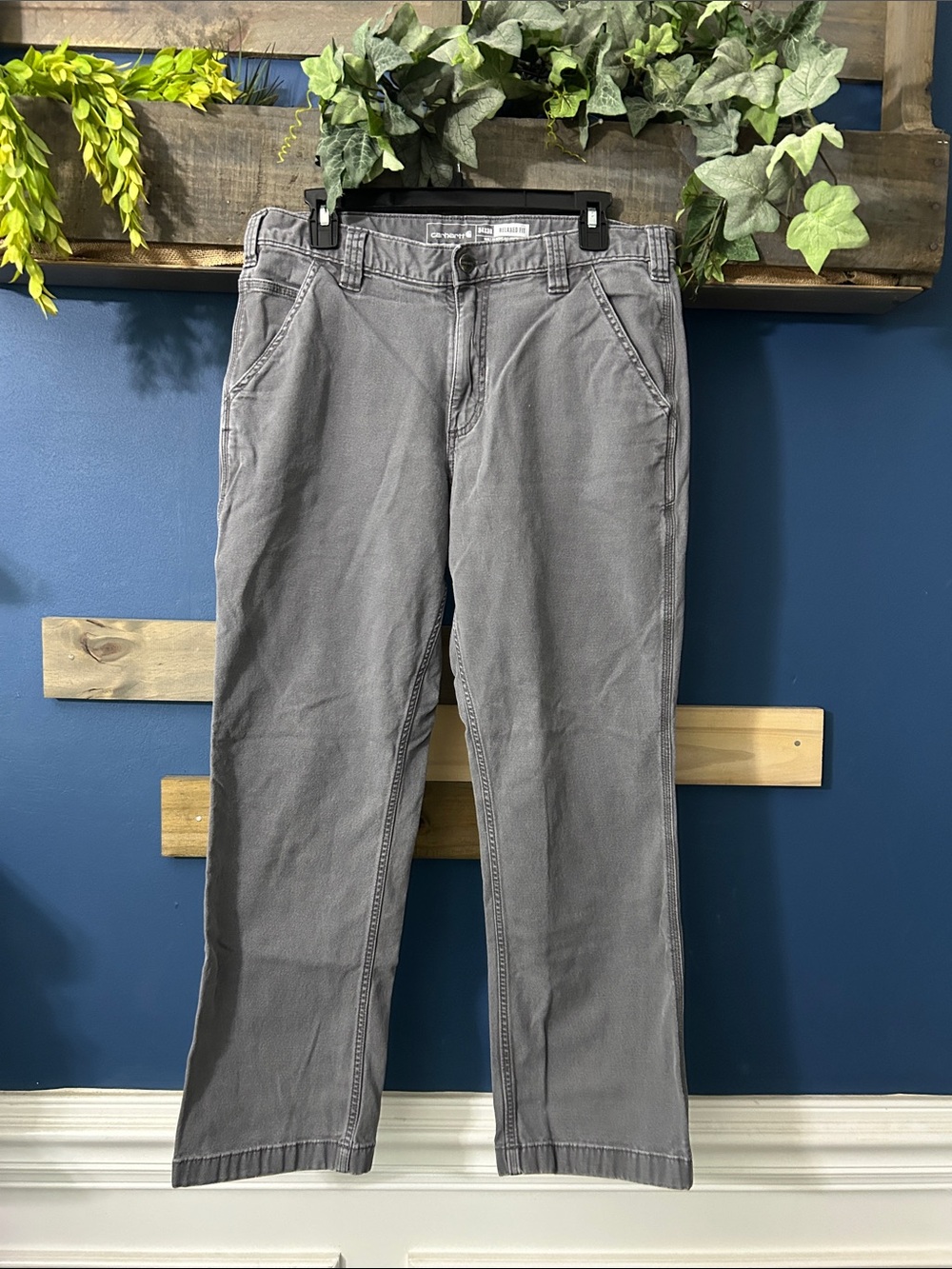 Carhartt Men's Relaxed Straight Gray Work Jeans Size 34 EUC